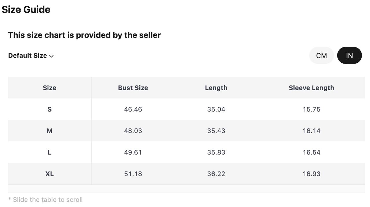 Size Chart 2